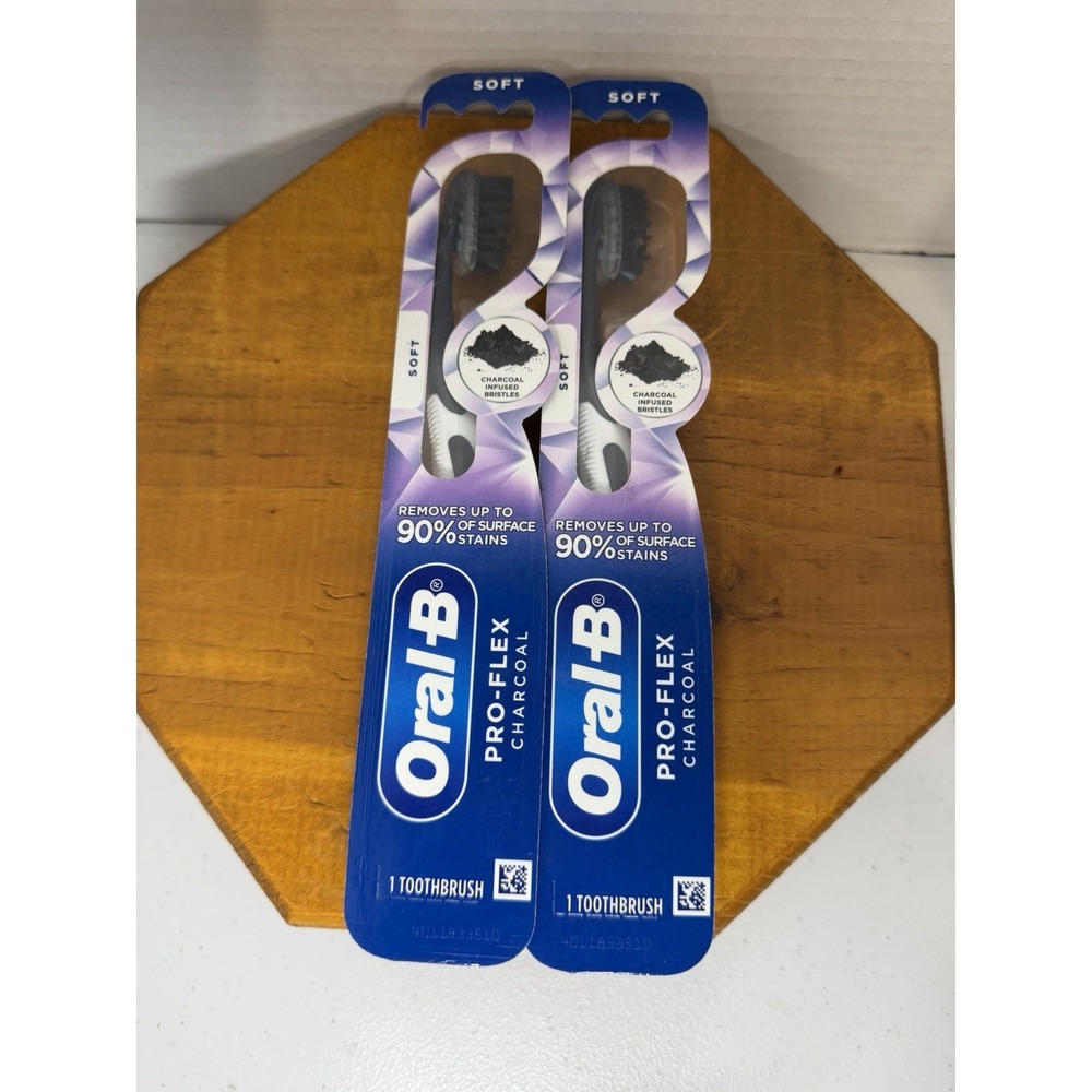 Oral-B Pro-Flex Charcoal Soft Toothbrush Lot of 2 Charcoal Infused Bristles